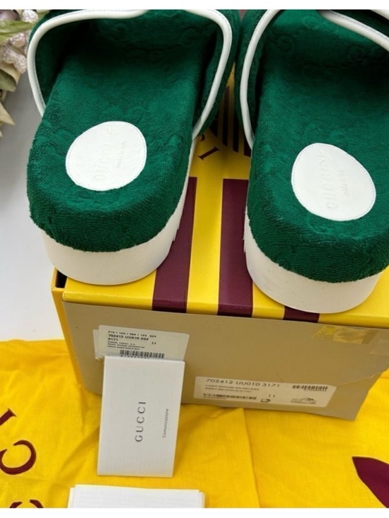 Gucci X Adidas, limited edition, pool slides, GG monogram size 11 Italy main image 4